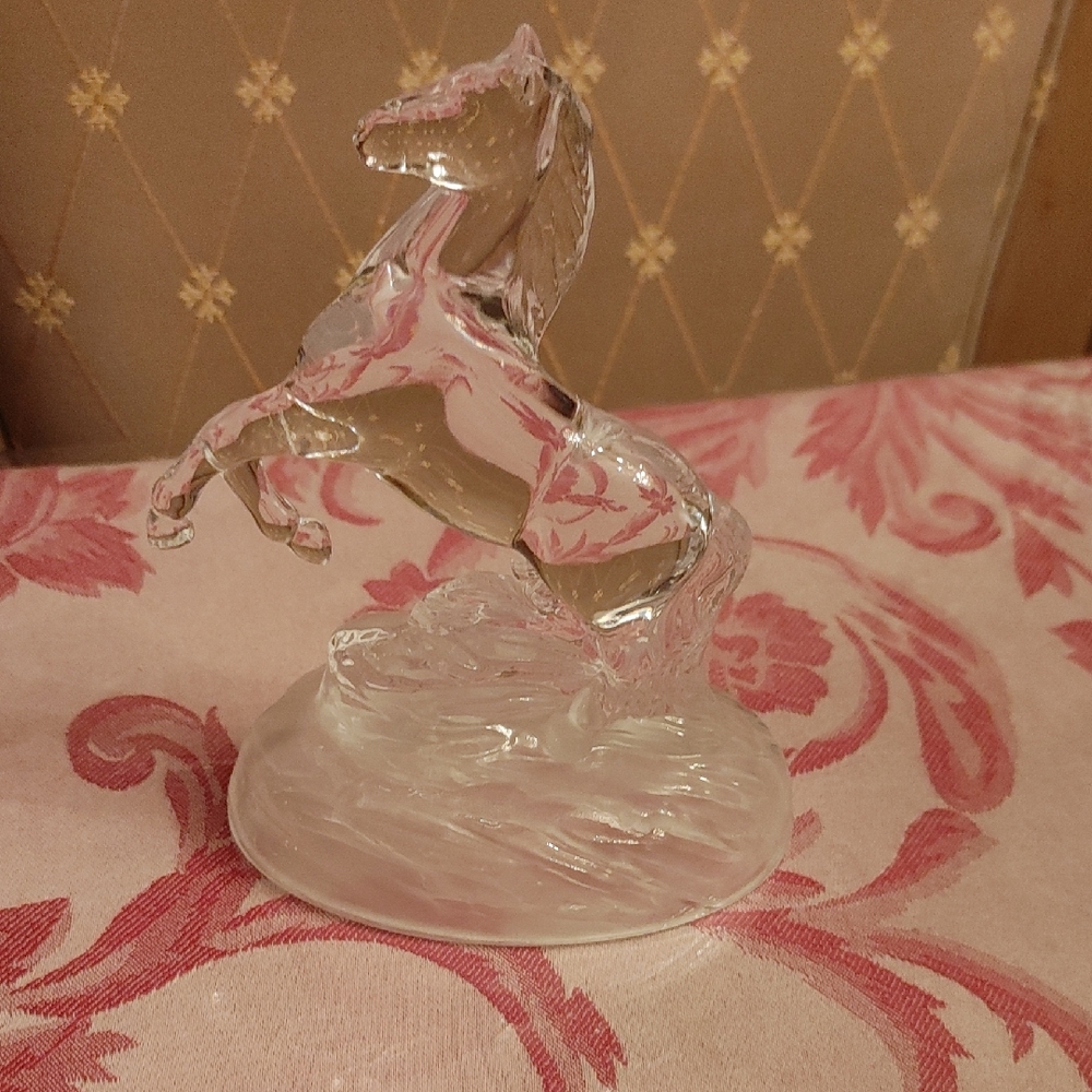 Source Unknown Clear Glass Horse Sculpture